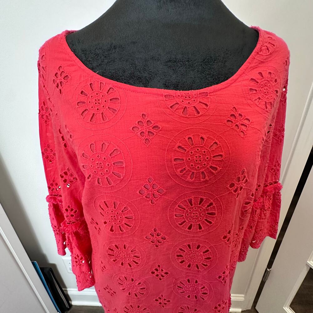 🌸 By Anthropologie Dani Lace Eyelet Pink Drop Waist Dress – Size 6 - Picture 10 of 10